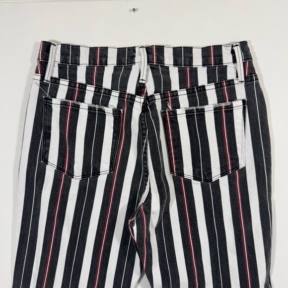 FRAME Le Sylvie Slender Straight Stripe Jeans 28 Black White Cherry Red Chic USA - Picture 7 of 15